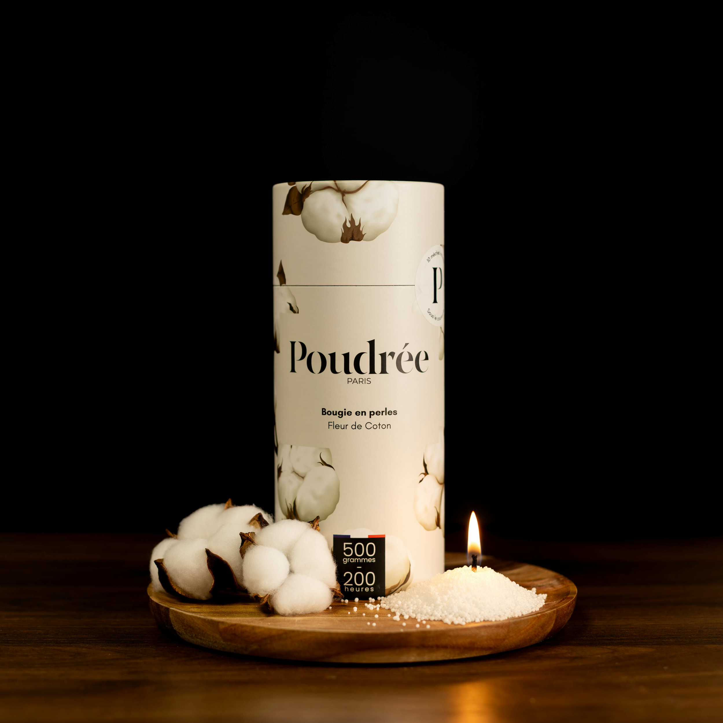 Bougie parfumée en perles de cire - Fleur de Coton - Poudrée Paris
