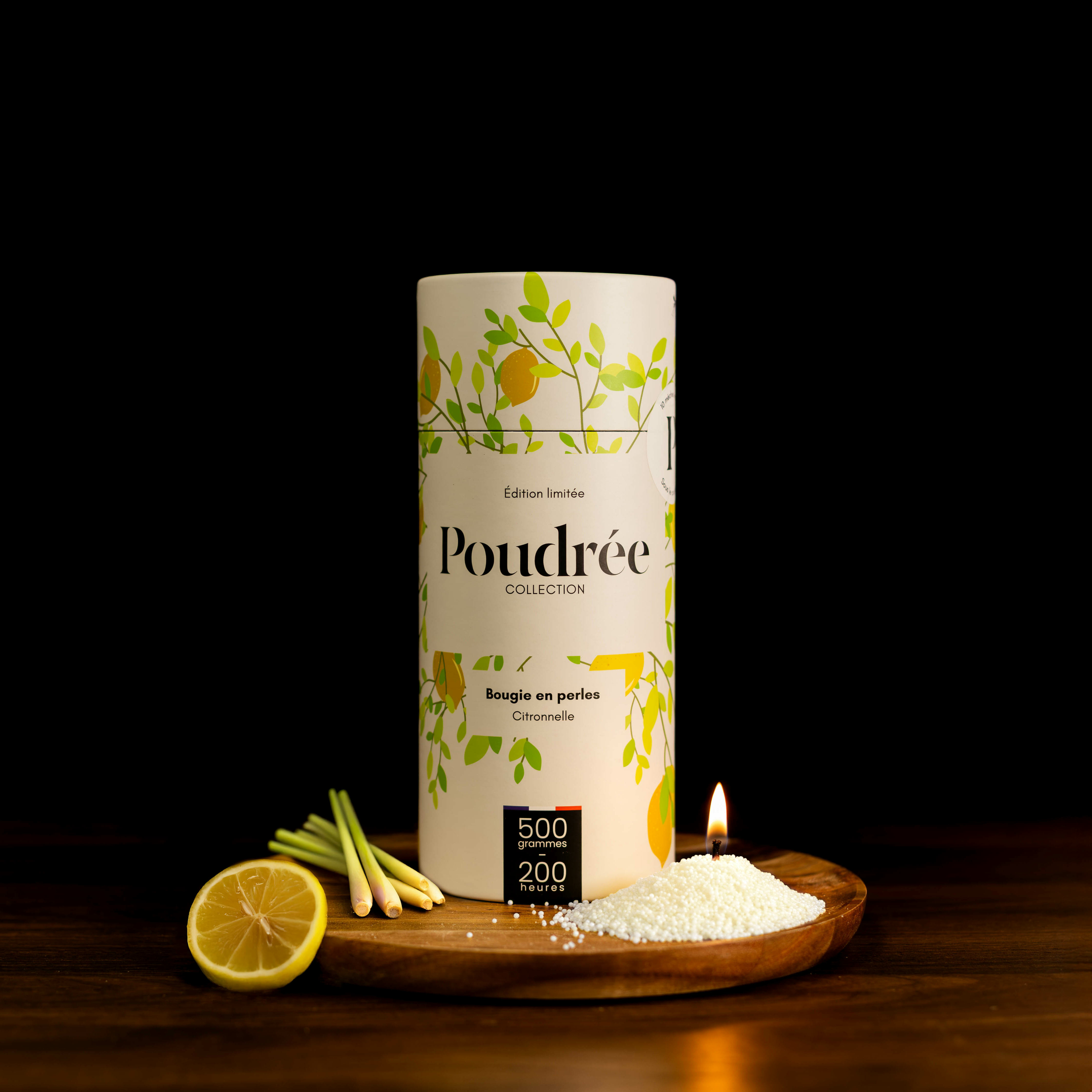 Bougie parfumée en perles de cire - Citronnelle - Poudrée Paris