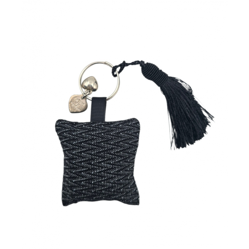 Coussin de clés parfumé - Graphique noir- Fève Tonka - Autour du parfum