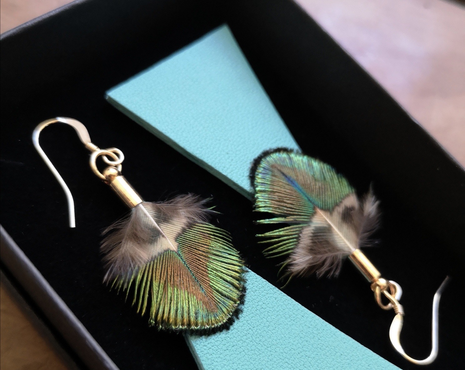 boucles d oreilles verdegrine turquoise paon createur