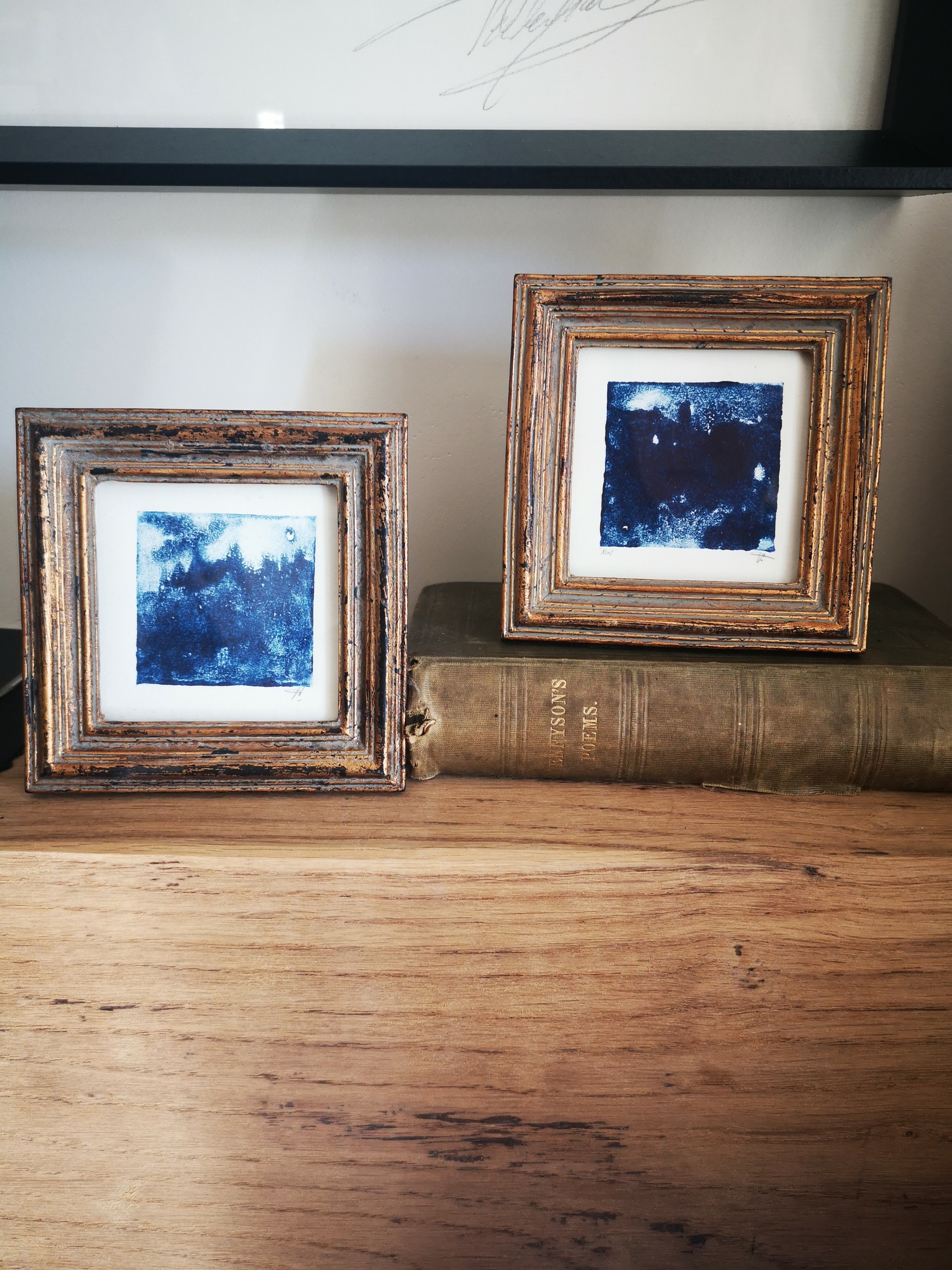 nuit verdegrine peinture a l encre bleue oeuvre originale signee