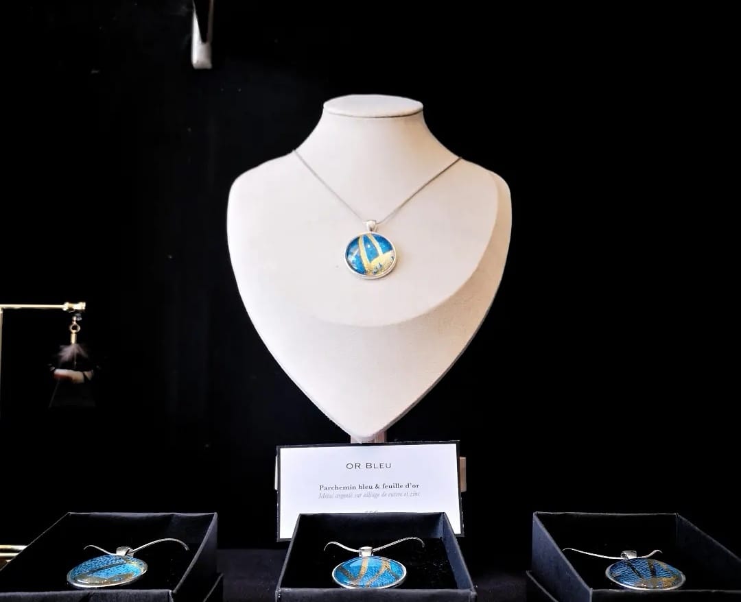or bleu verdegrine pendentif
