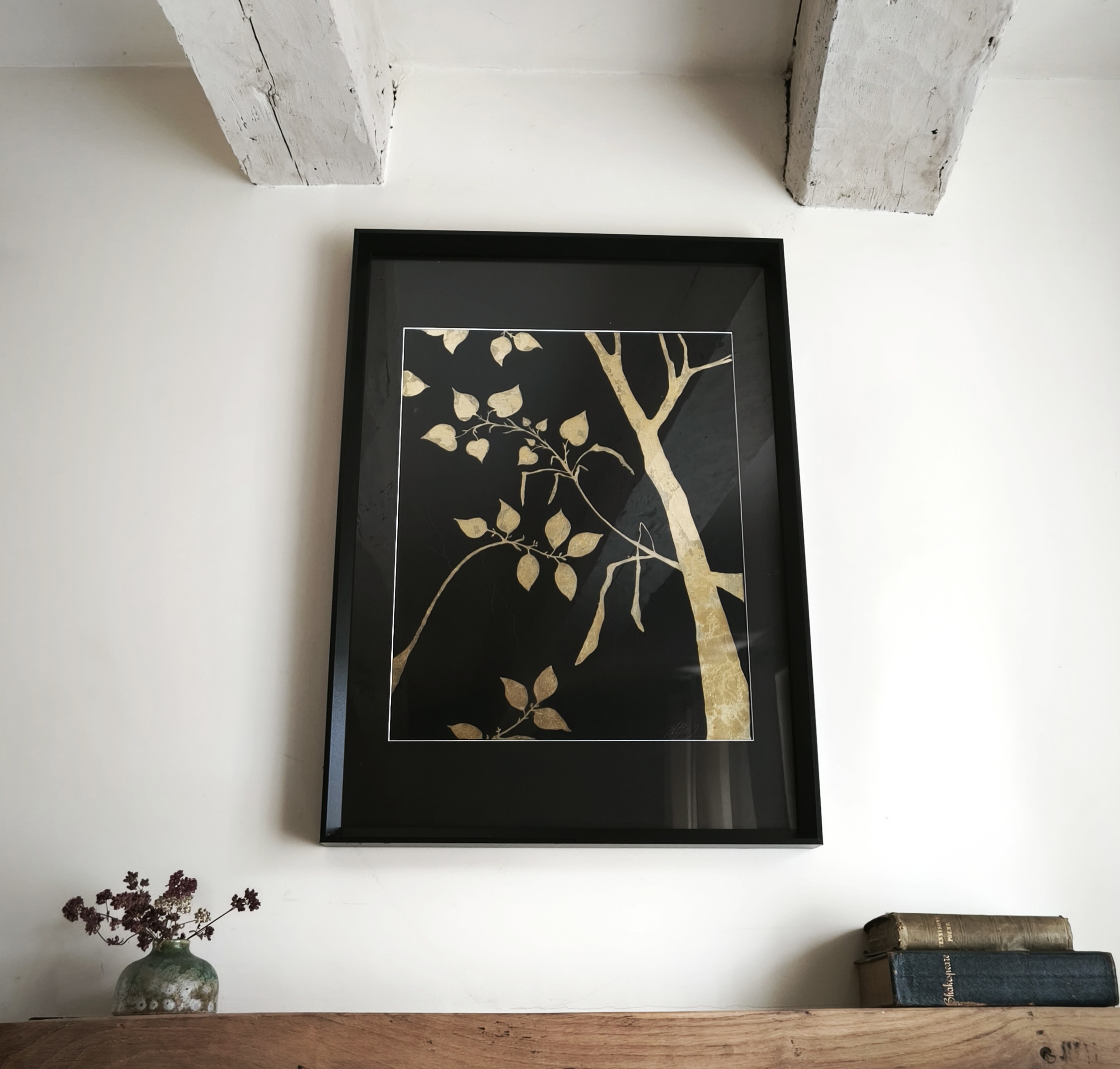 verdegrine tableau feuille d or
