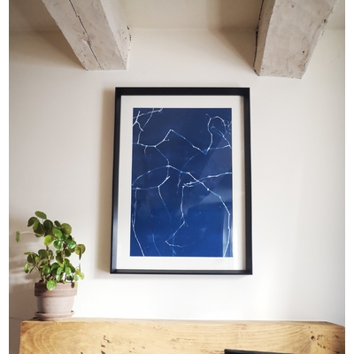 Crack - Verdegrine - Grand format - Bleu - Tableau - Cyanotype