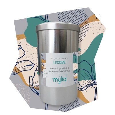 Lessive en poudre mylia, en boîte metallique