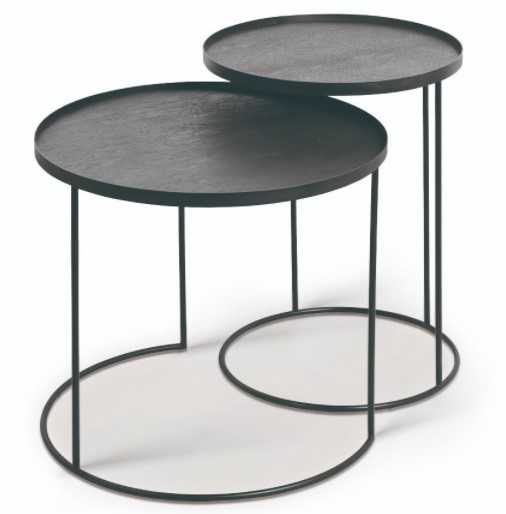 Set de 2 tables supports hautes pour plateaux diam. 61cm et 48cm