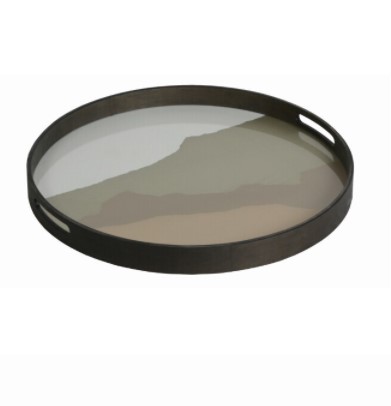 Plateau rond vitré Sand wabi sabi diamètre 48cm
