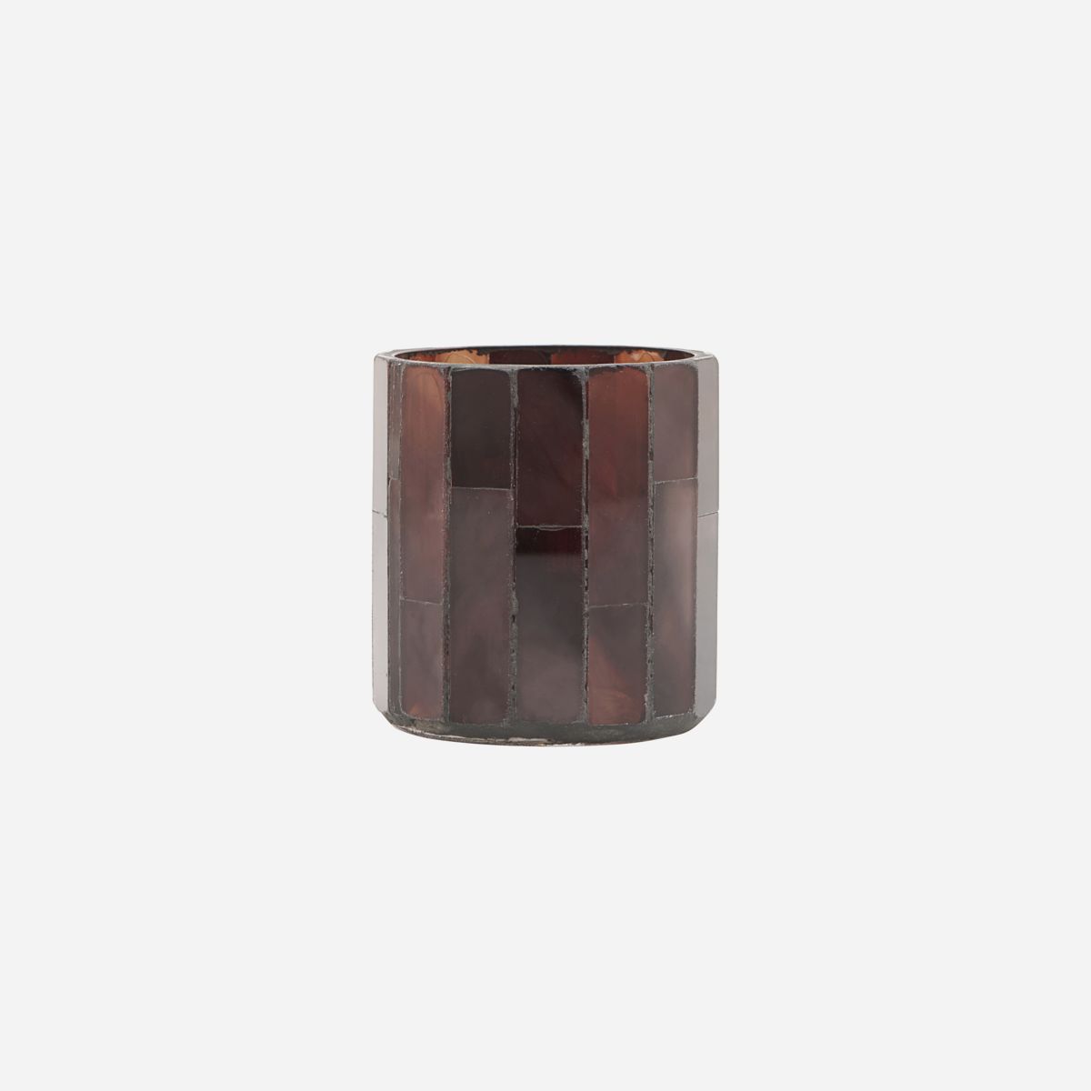 Photophore verre mosaique Amroha brown 8x6,5cm