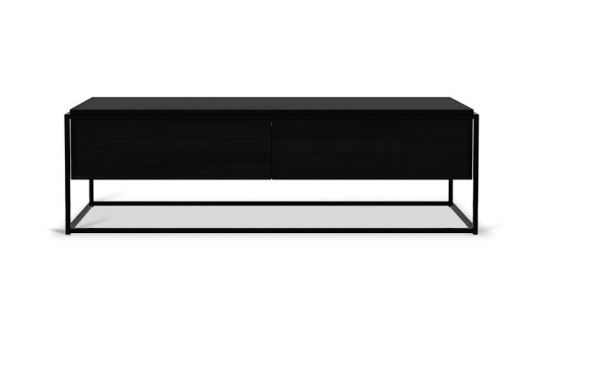 Meuble TV Monolit chêne massif noir et métal noir
