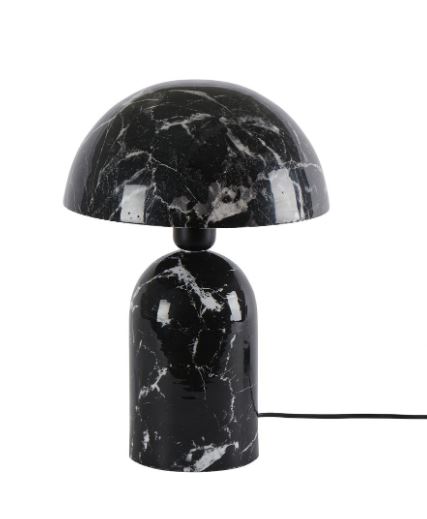 Lampe boule effet marbré h.32cm noir