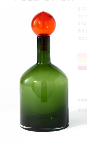 Bouteille en verre Bubble Coloris vert et bouchon orange