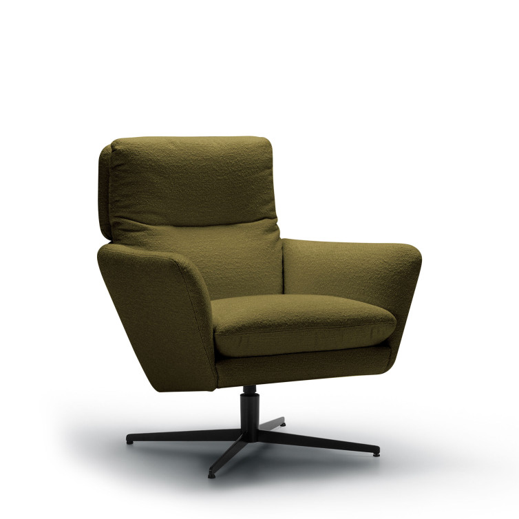 Fauteuil pivotant Amy SITS tissu bouclette Mustard Green