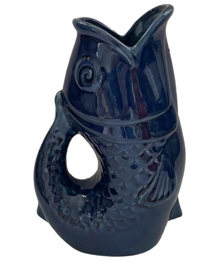 Vase poisson en céramique bleu