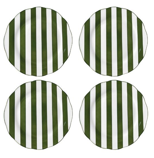 assiettes rayures vert