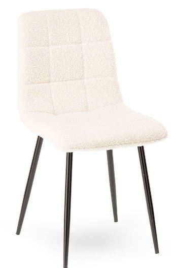 chaise menta tissu bouclette blanc