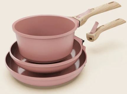trio poele casserole rose