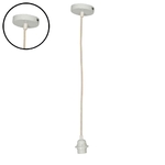 Suspension douille blanche cable corde naturelle