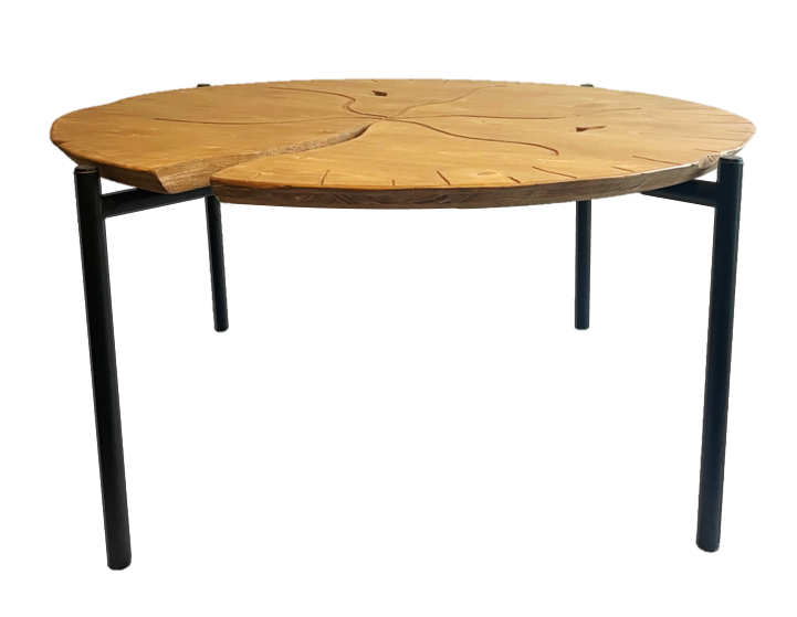 Table basse Nénuphar Collection Nature D80cm - pied métal noir mat indus - teinte miel - VRauf Grand Public.jpeg