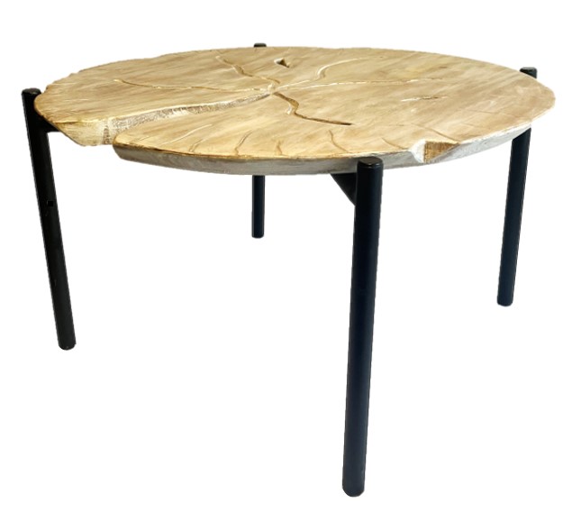 Table basse Nénuphar Collection Nature D60cm - pied métal noir mat indus - teinte bois  blanchit - VRauf Grand Public.jpeg