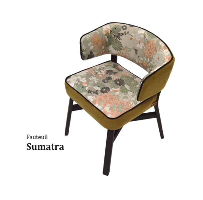 Fauteuil velours, tissus, bois