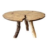 Table Nénuphar CNat Pied bois Acacia brut - plateau D80 teinte Miel cendré - VRauf Grand Public