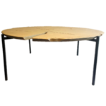 Table basse Sculpture Nénuphar sur bois - Collection Nature D110cm - pied métal noir mat indus - teinte verdure- VRauf Grand Public
