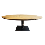 Table basse Nénuphar Collection Nature D110cm - pied métal sculpture bambou