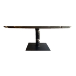 Table basse sculpture Nénuphar sur bois D80cm- Collection Nature -pied métal sculpture bambou - VRauf Grand Public