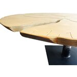 Zoom table basse nénuphar - sculpture sur bois - collection nature teinte noisette - VRauf Grand Public