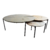 Ensemble Tables basses Sculpture Nénuphar sur bois - Collection Nature D60-80-110cm - pied métal noir mat indus - teinte verdure, noix, bois blanchit - VRauf Grand Public