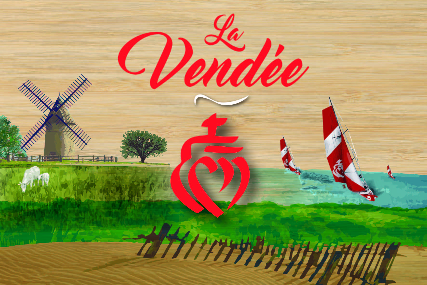 carte postale bois paysage Vendée