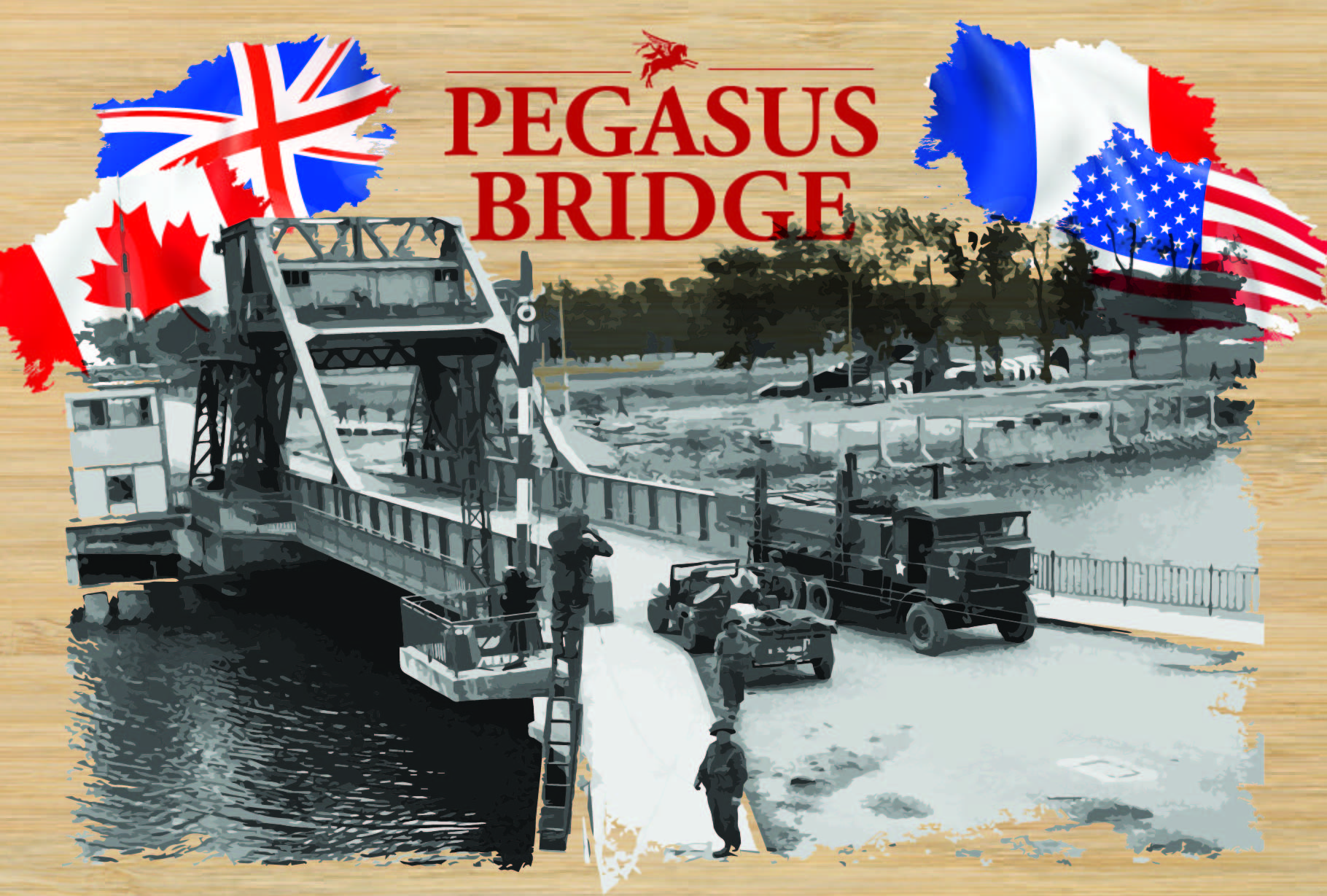 carte postale bois Pegasus bridge
