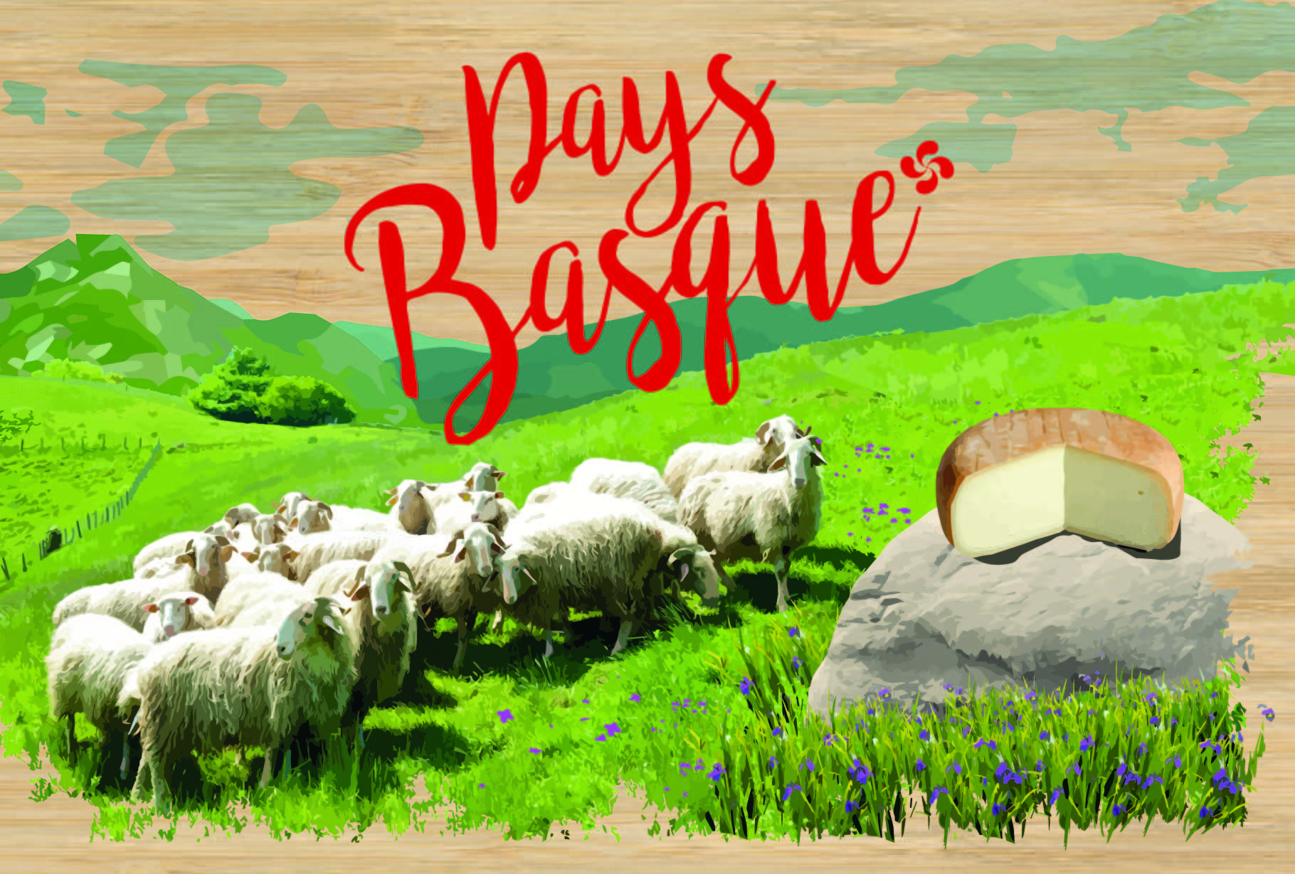 carte postale bois fromage basque