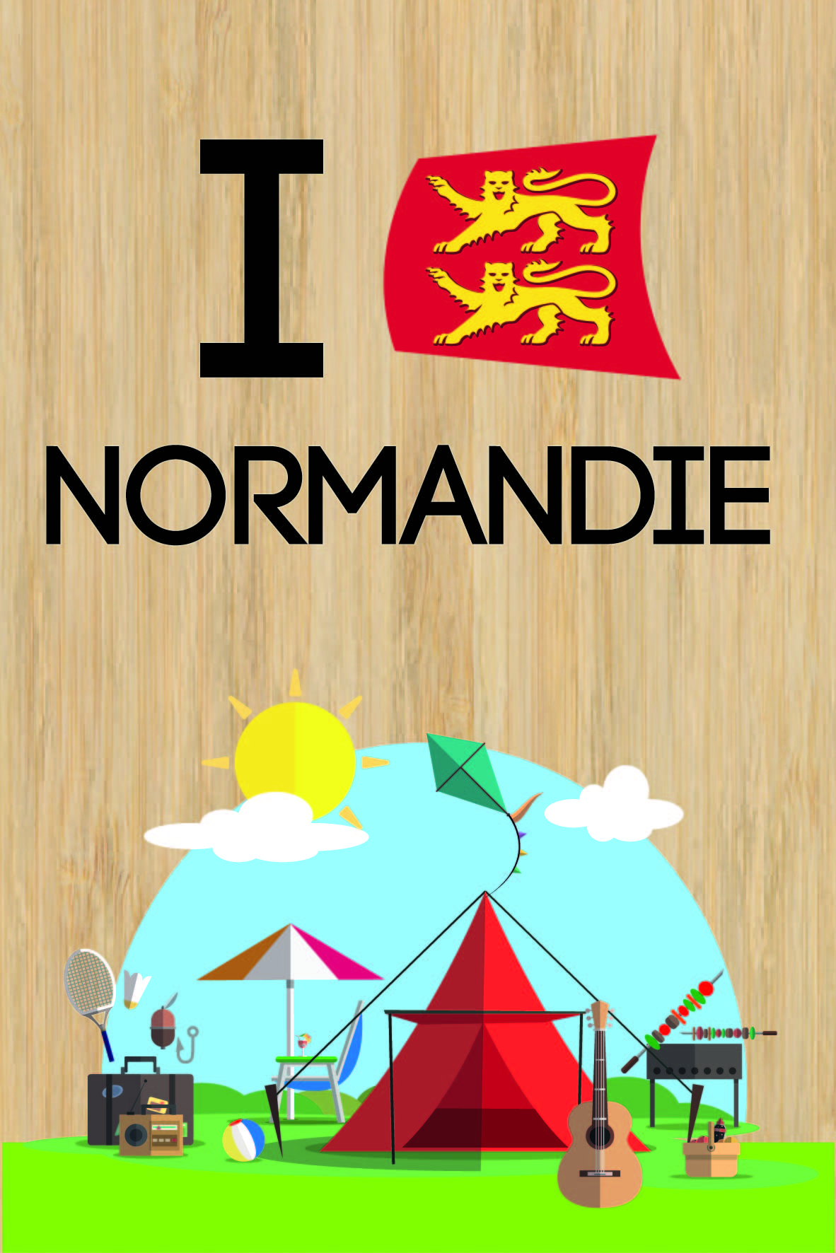 carte postale bois camping normandie