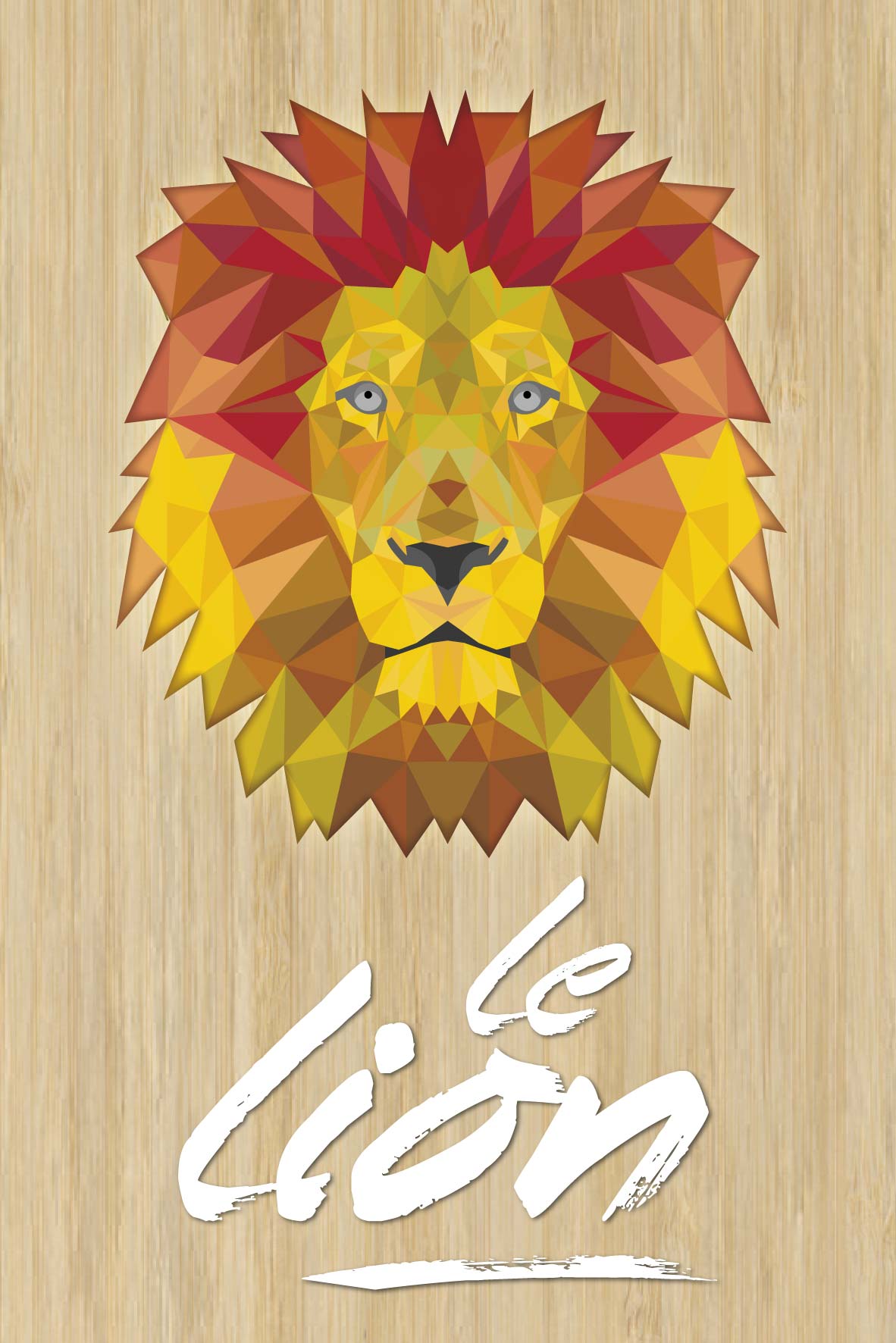 carte postale bois lion