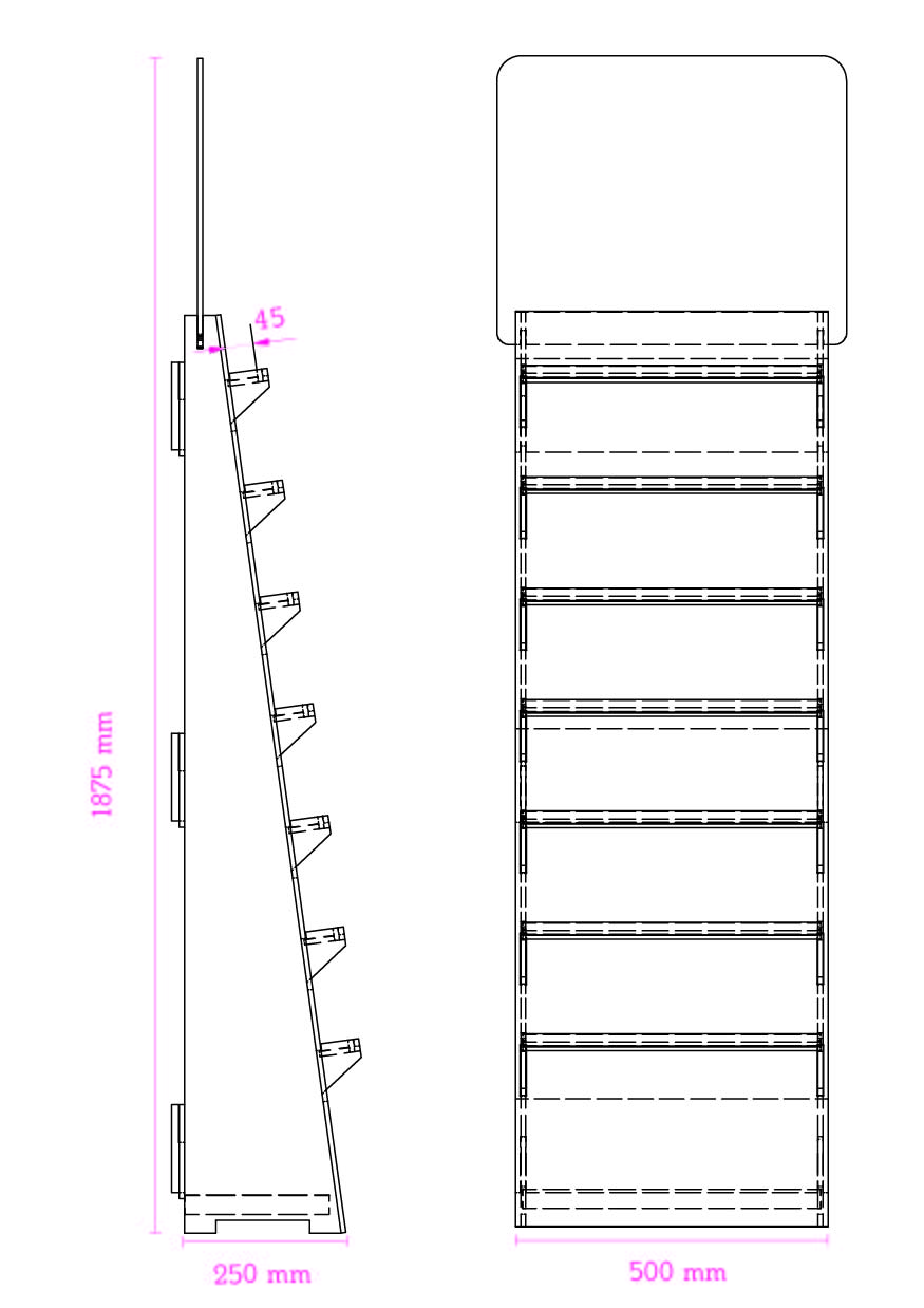 dimensions du présentoir en bois