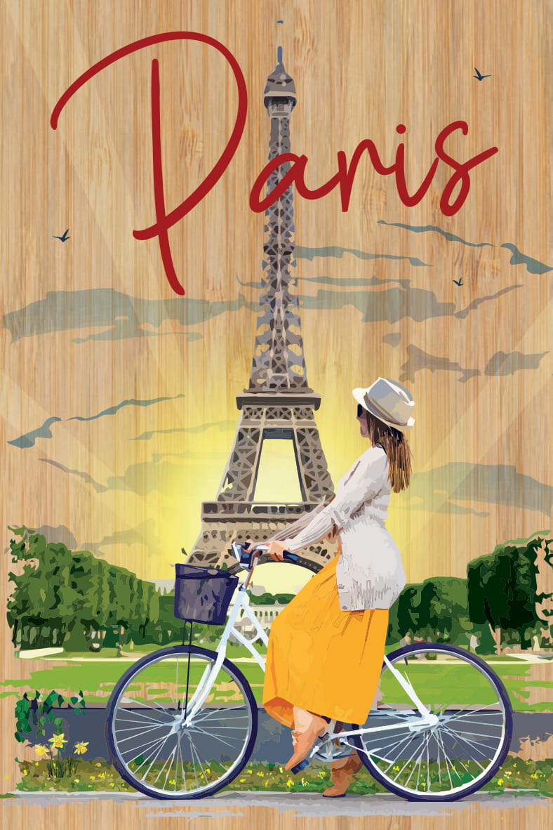 carte postale bois Tour Eiffel
