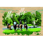 carte postale bois ballade a cheval