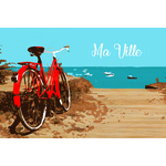 carte postale bois vélo plage