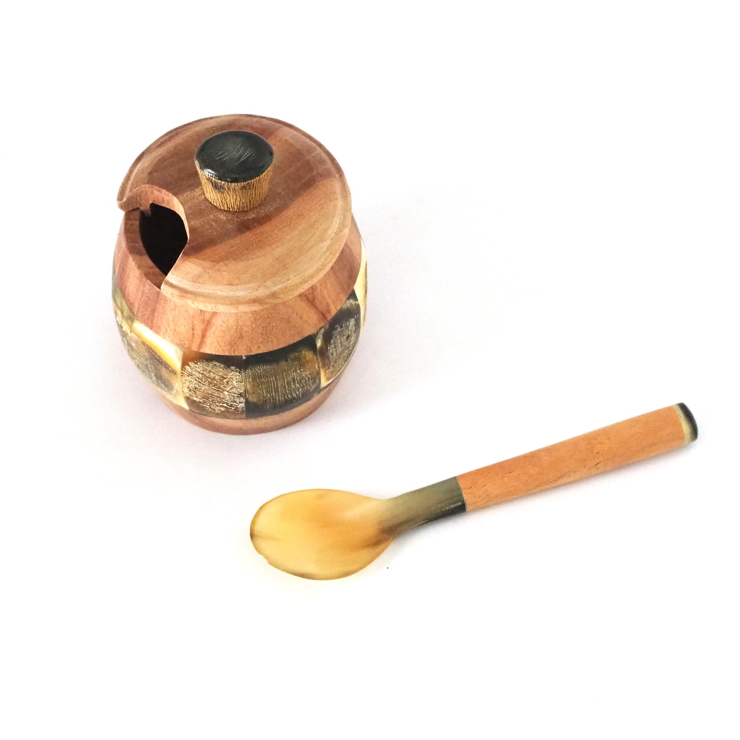 Sucrier en bois et en corne de boeuf - atelier calla