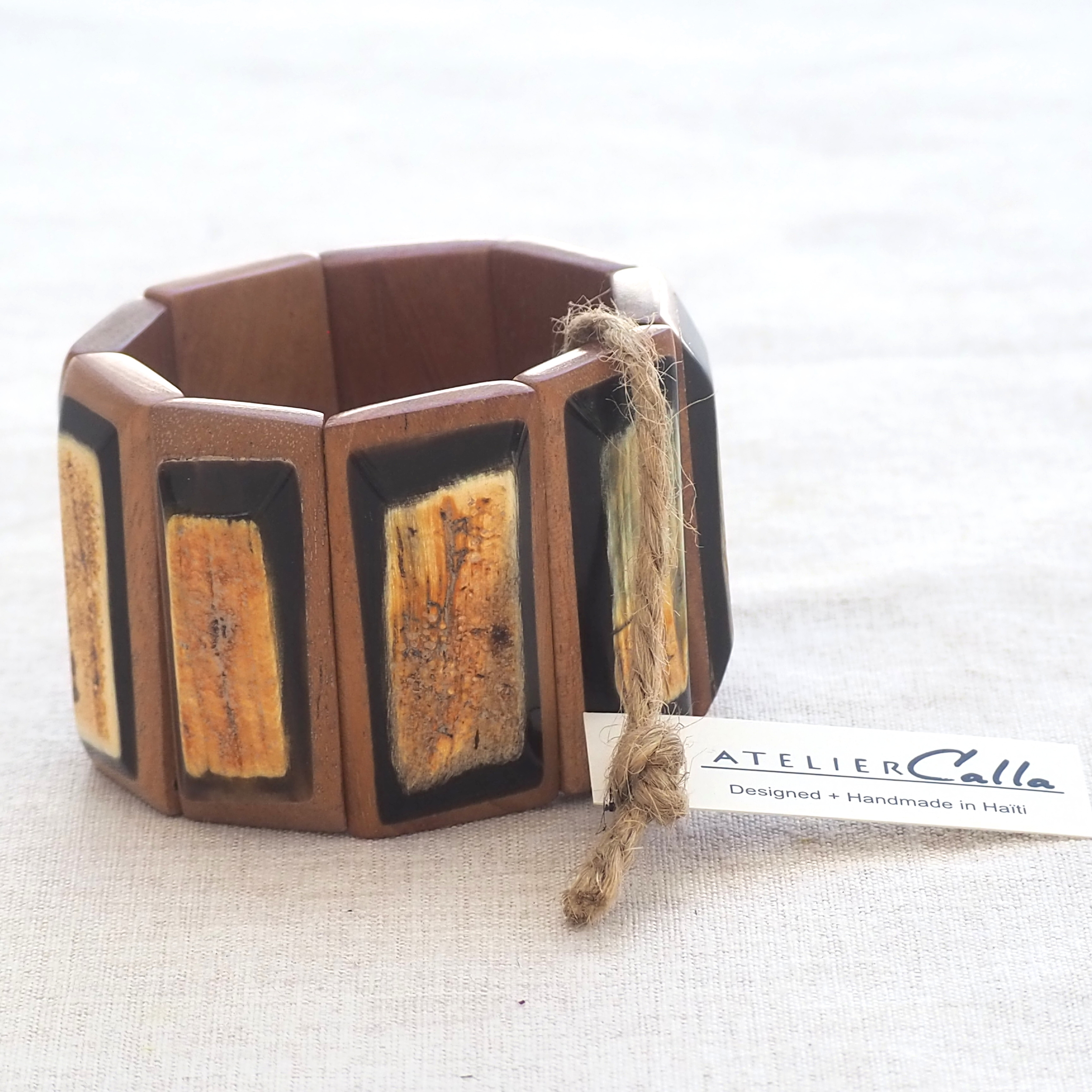 Bracelet Maya en bois et corne de boeuf brute