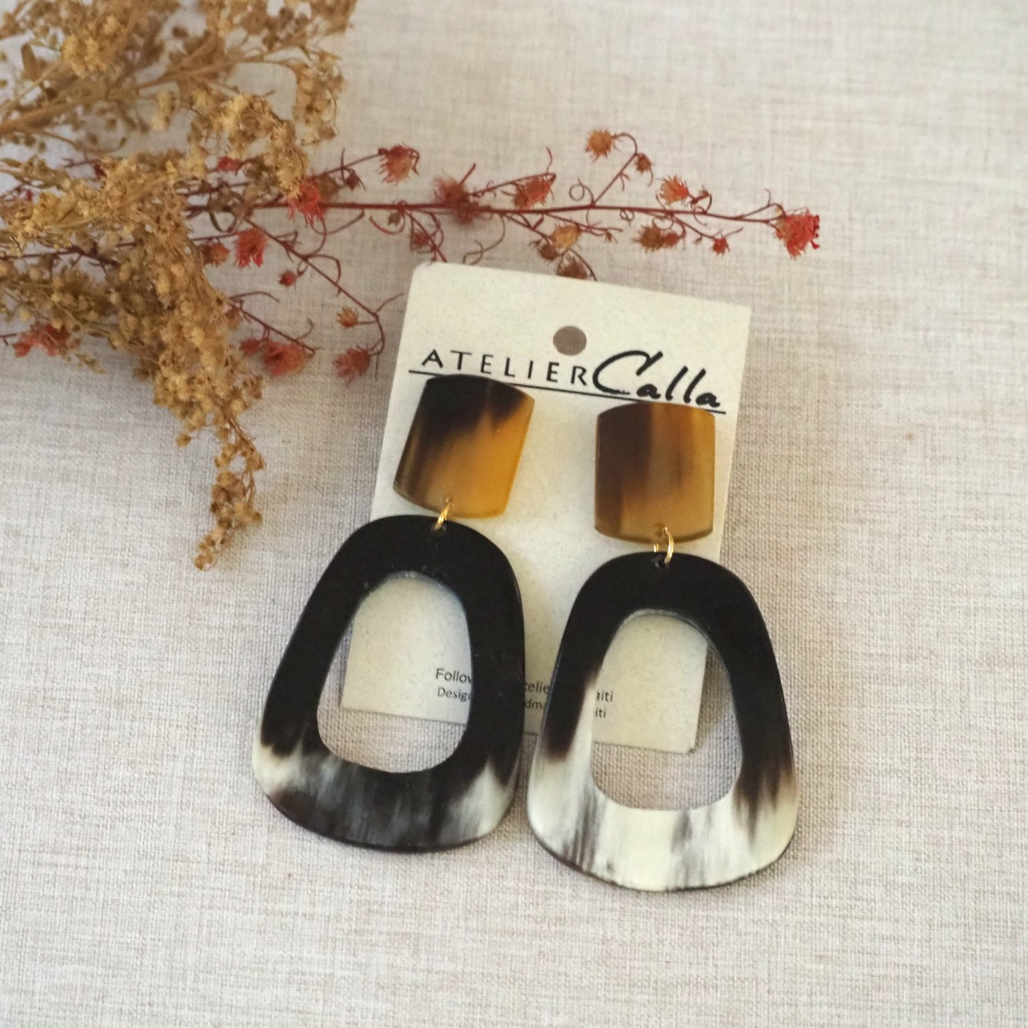 Boucles d'oreilles Lauren en corne de boeuf - atelier calla