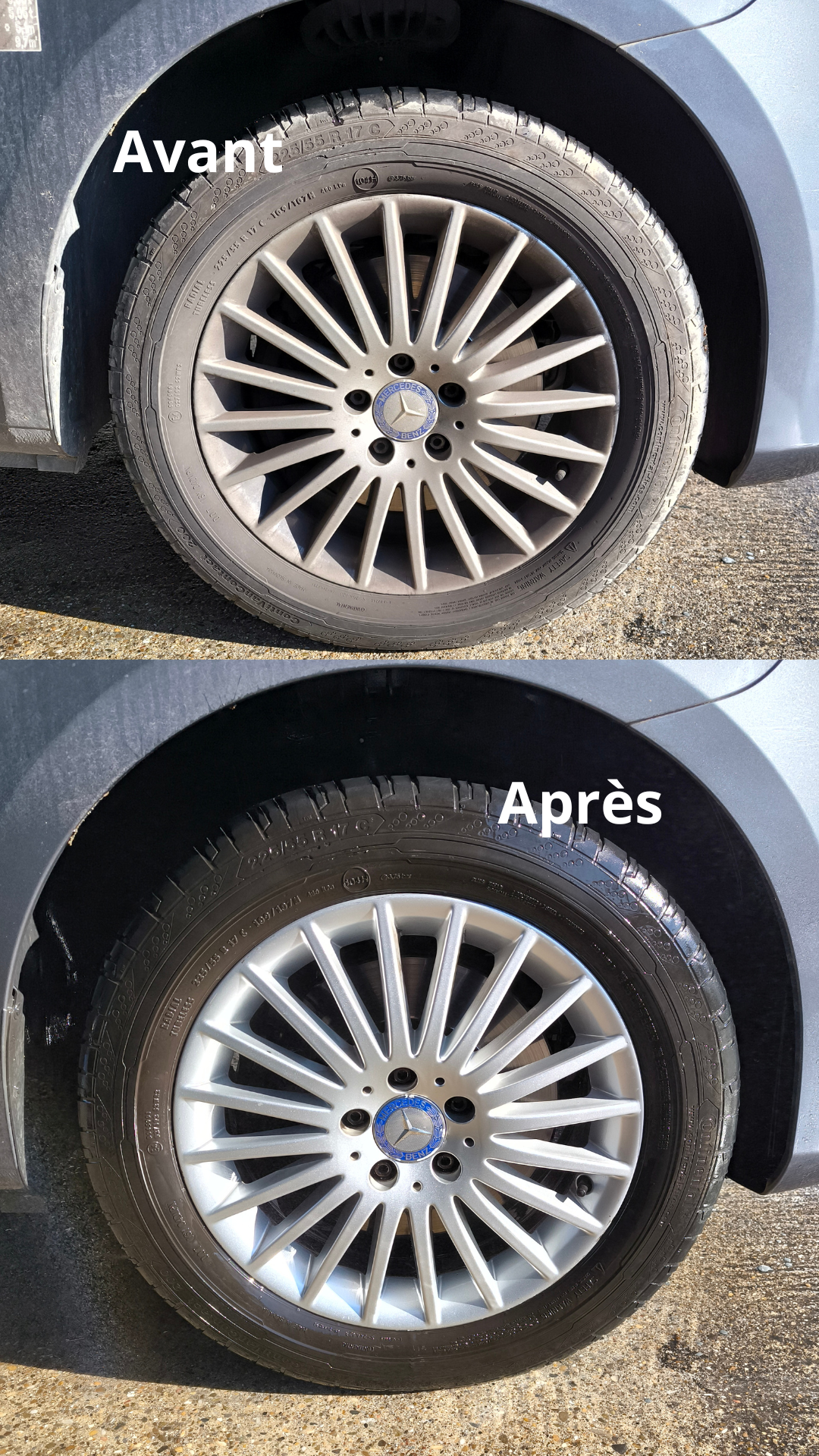 Avant après nettoyant jantes