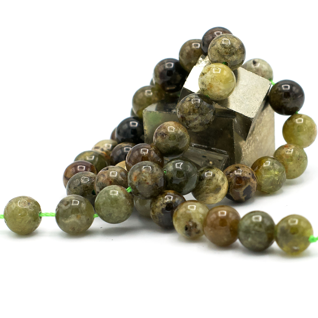 fil de 39 cm perles de Grenat vert Tsavorite ronde 10 mm, pierre