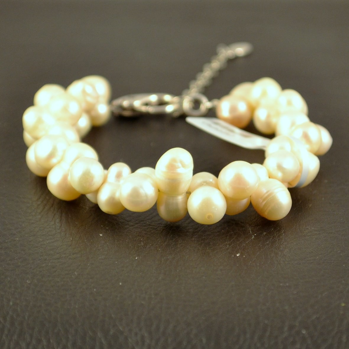 Bracelet perle d'eau douce "ronde jumelle croisée" blanc - Perle d'eau