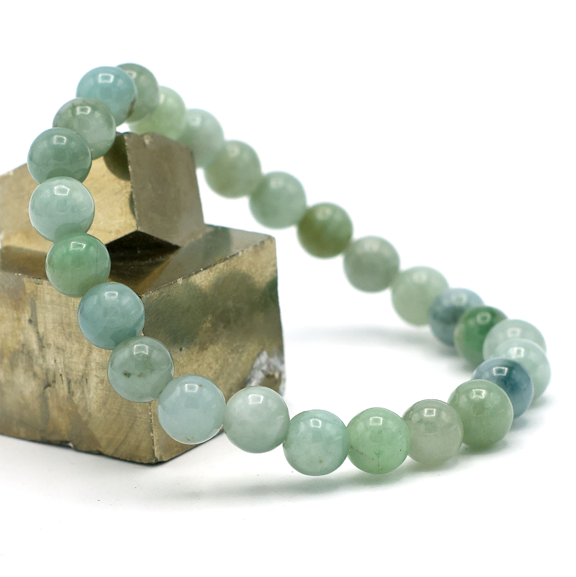 Bracelet Jade vert  Perles rondes 6 mm