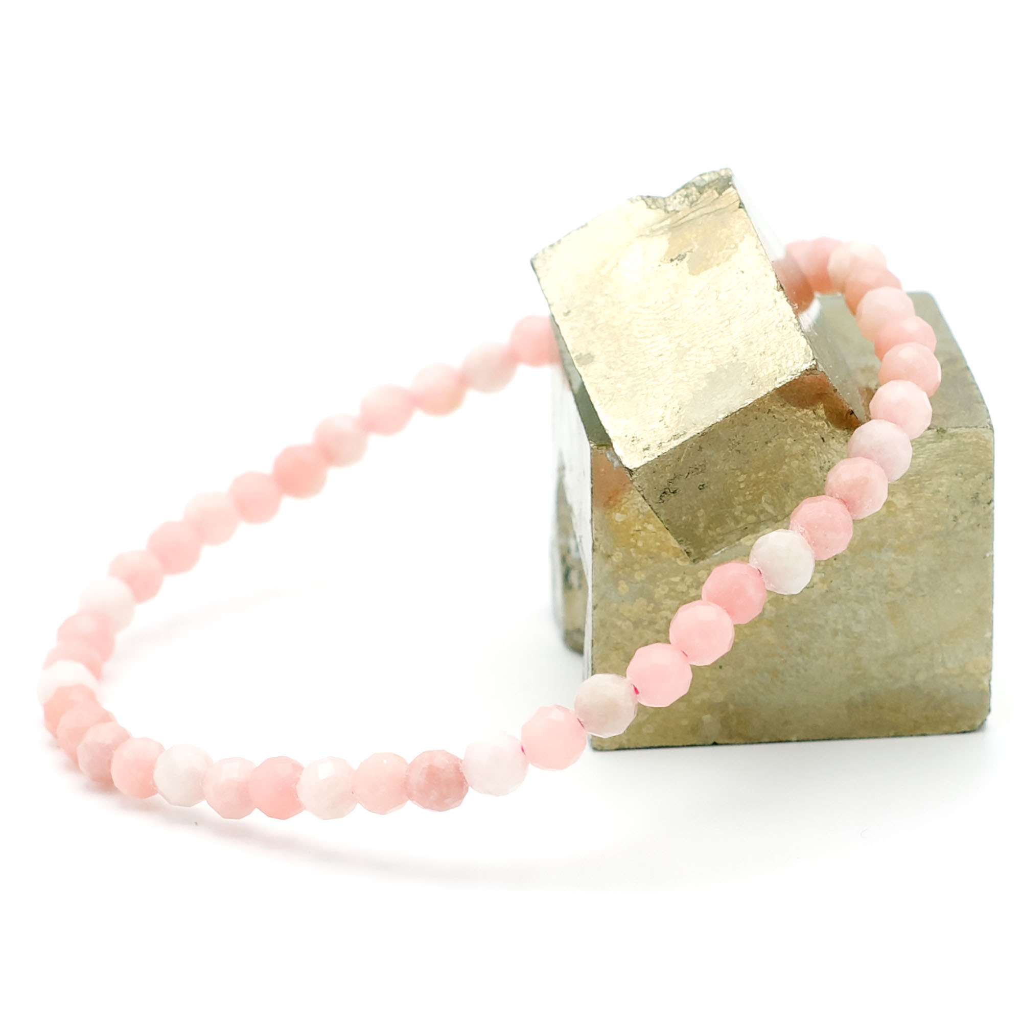 F ronde 4 mm bracelet en pierre naturelle d'opale rose
