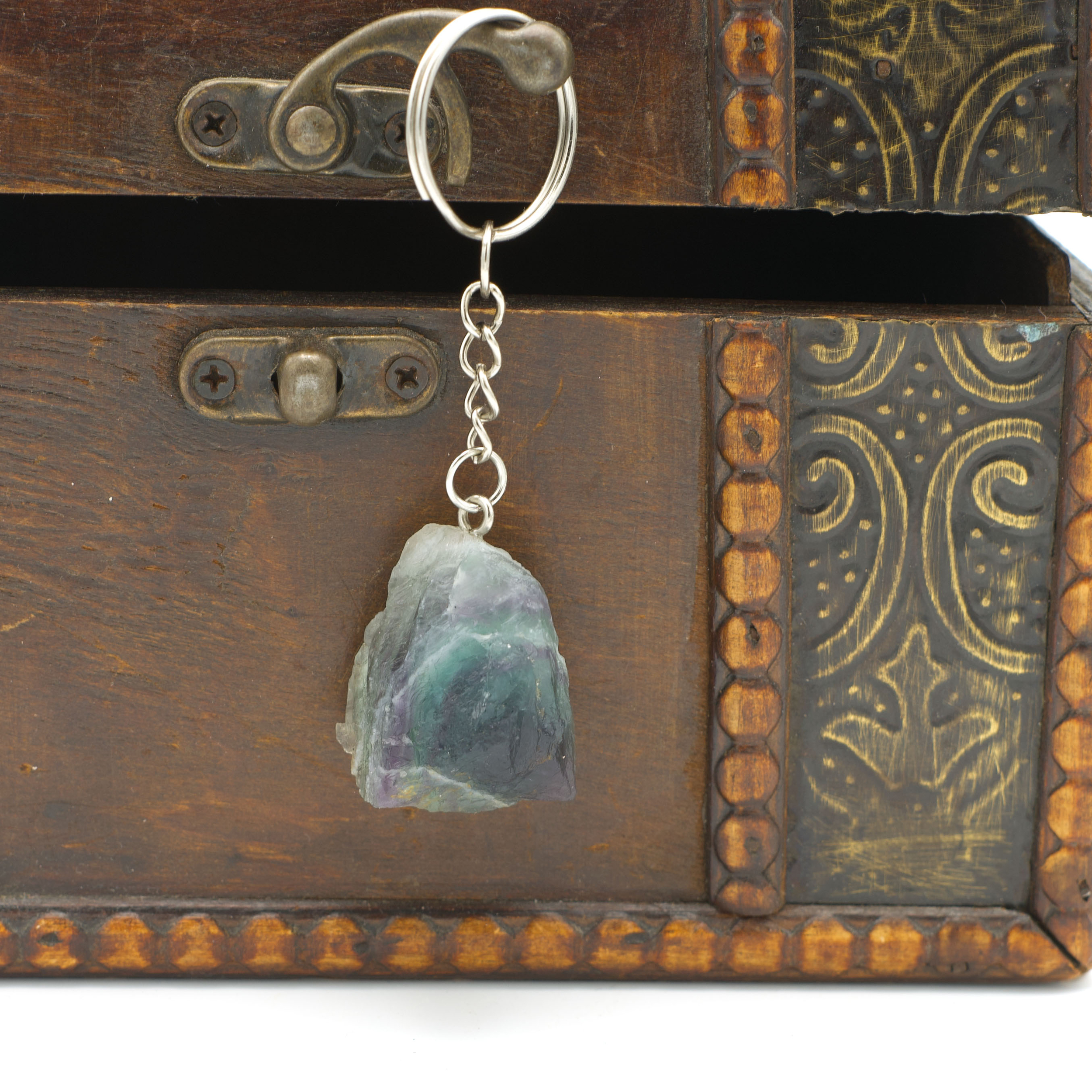 Porte-clés Pierre De Lune – Pierre Naturelle Pastel, Argenté – Neuf