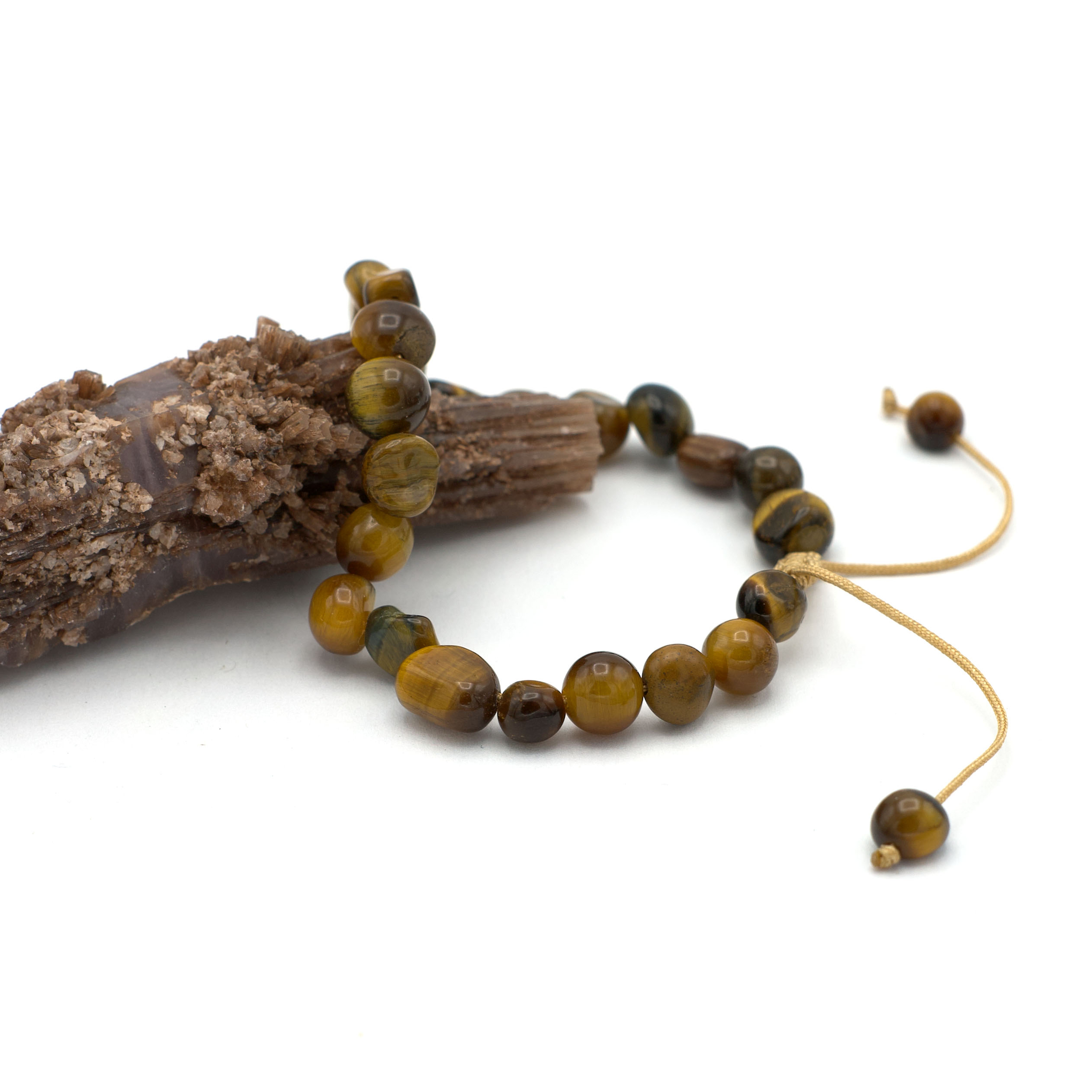 Bracelet shamballa pierre roulée, oeil de tigre Bracelet/Oeil de