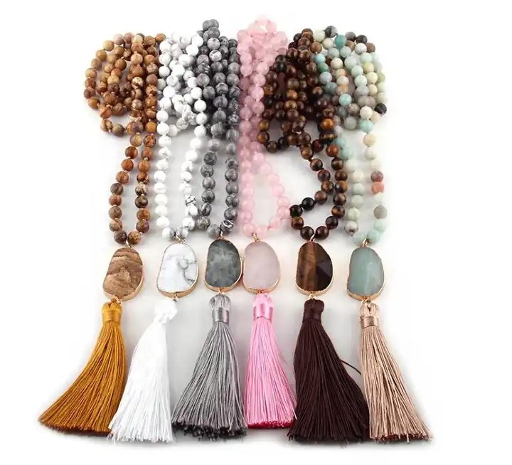 Collier Homme de perles howlite Turquoise, Agate noir mat et